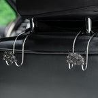 Car Headrest Hook, 2 Pack Bling Backseat Organizer Hanger for Purse Clothes Grocery Bag, Rhinestones Auto Headrest Storage Holder, Universal Car Seat Accessories for Most Vehicle (Black)