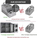 Car Seat Organizer- Backseat Car Organizer with 12 Storages Compartments and 2 Cup Holders, Organizers and Storage, Front Seat for Travel Kids,Gray