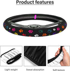 Steering Wheel Cover Neoprene Material Most Cars Men&Women Universal 15 inch Premium Non-Slip Spring Steering Wheel Protector Floral Car Accessories (Black Foot)