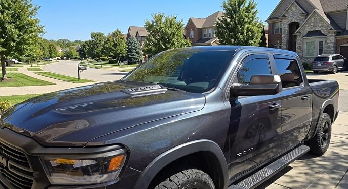 2019-2026 in-Channel Rain Guards for Dodge Ram 1500 Side Window Visor Deflectors Crew Cab Only Tinted Vent Shade Protectors 2020 2021 2022 2023 2024 2025