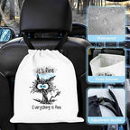 Black Cat Car Trash Bag - Waterproof Car Trash Bag Hanging Leakproof Car Garbage Bag - Washable Reusable Trash Bag for Car Interior Hanging Organizer Storage Vehicle Travelling Camping