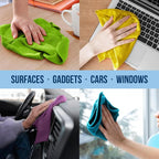 Microfiber Cleaning Cloth 11.5" x 11.5" 12 Pack - Edgeless Microfiber Towels for Cars, Cleaning Rags, Lint Free Car Microfiber Towel, Reusable Cleaning Cloths (Multicolor)