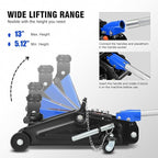 DNA Motoring Floor Jack with Socket and Lock, Low Profile Hydraulic Trolley Jack for Cars Lift, 2 Ton (4000 lbs) Capacity, Lifting Range 5.12"-13", Blue, TOOLS-00677-BL