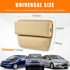 Car Seat Gap Organizer, Premium Leather Auto Seat Storage Box, Vehicle Adjustable Front Seat Gap Filler, Car Seat Side Pocket Organizer for Phones, Glasses, Keys, Money, Cards (Beige)
