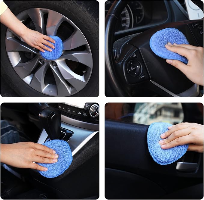 Wax Applicator Pads Polishing Pads Microfiber Applicator Pad for Car Wax and Polishing (Blue 12Pcs)
