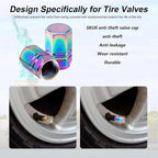 Colorful Aluminum Tire Stem Valve Caps Wheel Valve Covers Car Dustproof Tire Cap Cover Accessories, Universal for SUV, Car, Bike and Motorcycle，Hexagon Shape (4PCS)