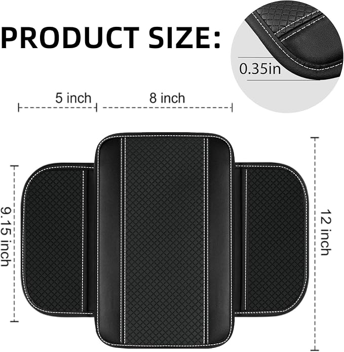 14 PCS Leather Car Seat Covers Full Set, 14.5”-15'' Sporty Steering Wheel Cover Universal, Center Console Cover, Seat Belt Cushion, Cup Holder Coaster, Car Interior Set White
