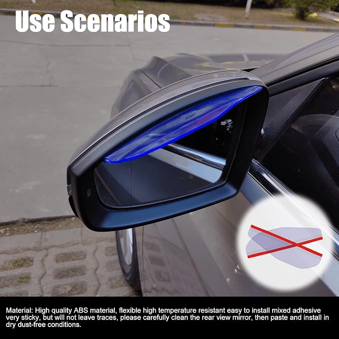 2Pcs Carbon Fiber Side Mirror Rain Visor Guard, Auto Rain Eyebrow Guard, Universal for Cars, Trucks and SUVs (Transparent)