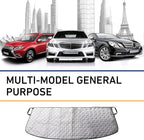 Car Windshield Rain Trough Cover, Foldable Leaf and Snow Proof Shield, Wiper Adsorption Protective Shade with Windproof Fixed Strap, Universal Frost Sunlight Defense for All Season (Silver)