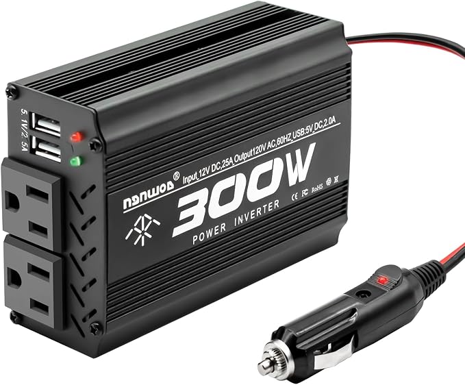 300 Watt Power Inverter dc to ac 12V to 110V Converter Charger for car RV Camping Vehicle Small Power Inverter for car Cigarette Lighter Truck inverter-300W