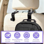 6 Pack Car Seat Headrest Hooks, Car Accessories for Women Men, Back Seat Purse Hanger Holder Hook, Universal Storage Organizer for Handbag Grocery Bags Coats (Black Checkered)