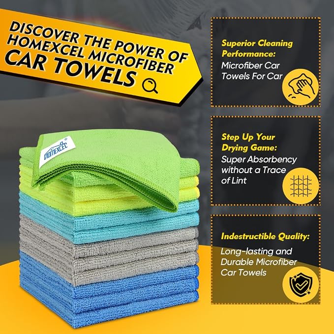 Microfiber Cleaning Cloth 150 Pack, 12.5 x 12.5 inch Microfiber Towels for Cars, Ultra Absorbent Car Washing Cloth, Lint Streak Free Cleaning Rags for Car, Kitchen, and Window, Multicolor