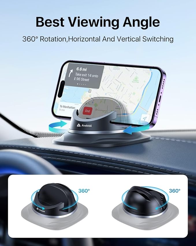 2026 Upgraded Car Phone Holder Mount, Ultra Stable & Silicone Phone Holders for Your Car 360° Rotatable Dashboard Cell Phone Holder Mount for iPhone 17 Pro Max/16/15/14/13/12/ Samsung