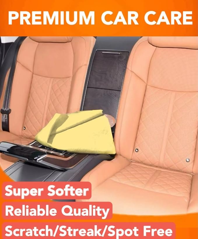 Premium Shammy Cloth for Car Drying - 2pk(26”x17”) - Super Absorbent Synthetic Chamois Towel - Reusable Car Drying Shammy - Scratch-Free Car Drying Towel(Yellow & Yellow)