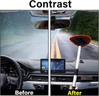 Windshield Cleaning Tool, Car Window Cleaner with 4 Washable Reusable Microfiber Pads, Extendable Long Handle Glass Wiper Cleaning Kit, Auto Accessories Universal for Office and Home (Red)