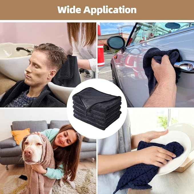 Shiny Wipes Shower Cleaning Cloth - 5 Pack 24 x 36 inch Ultra Absorbent Car Drying Towel, Shiny Wipes Drying Towel Microfiber Cleaning Cloth for Car, Bath & Househood