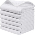 Large Microfiber Waffle Weave Cleaning Cloth,Highly Absorbent Kitchen Towels,Quick Drying Lint Free Dish Towels for Kitchen,6 Pack,White,15.7×15.7 inch