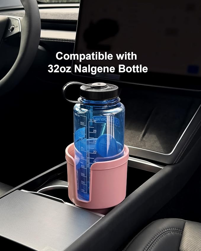 Upgraded Car Cup Holder Expander Adapter with Offset Adjustable Base, Compatible with Yeti 14/24/36/46oz Ramblers, Hydro Flasks 32/40oz, Other Large Bottles Mugs in 3.5"-4.0", Pink 1 Pack