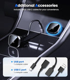 Teeran Wireless CarPlay Adapter for iPhone (2026 Upgraded), Mini Plug & Play for Cars with Factory Wired Apple CarPlay, Fast & Stable Connection, Easy Setup, Wide Vehicle Compatibility USB & USB C