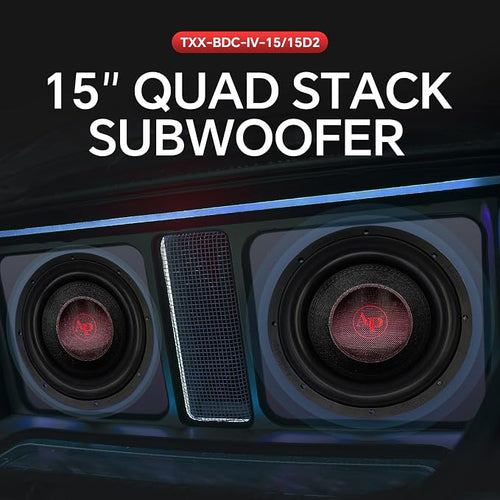 15“ Quad Stack Composite Cone Subwoofer (TXX-BDC-IV-15), Superior Performance, 2800W, 3.3" BASV Voice Coil, 4 Magnets, Non-Press Paper Cone, Aluminum Basket, Multi-Connect, 2 x 4 Ohms