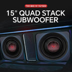 15“ Quad Stack Composite Cone Subwoofer (TXX-BDC-IV-15D2), Superior Performance, 2800W, 4 Magnets, BASV Voice Coil, Aluminum Basket, Weaved Tinsel Leads, Multi-Connect Terminals, 2 * 2 Ohms