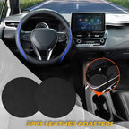 Steering Wheel Cover Blue and Black Leather Universal 14.5-15 inch | Carbon Fiber Car Steering Wheel Covers with Coasters Microfiber Breathable Anti-Slip Steering Wheel Accessories Set
