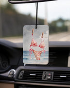 Pink and Green Coastal Beach Car Air Freshener 4 Pcs Coconut Scented, Summer Preppy Beach Car Accessories Mirror Decor for Women, Beachy Hanging Air Freshener for Cars Closet Drawer Books