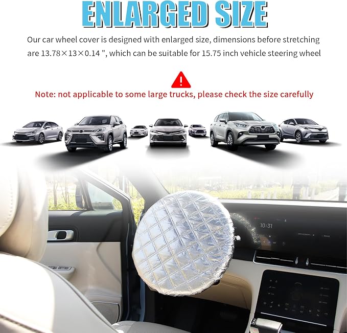 Car Steering Wheel Cover for Sun Shade,Foldable Car Wheel Cover for Heat Insulation & Sun Protection,Universal Steering Wheels Covers Cars Accessories Fit for 15.75" Wheels