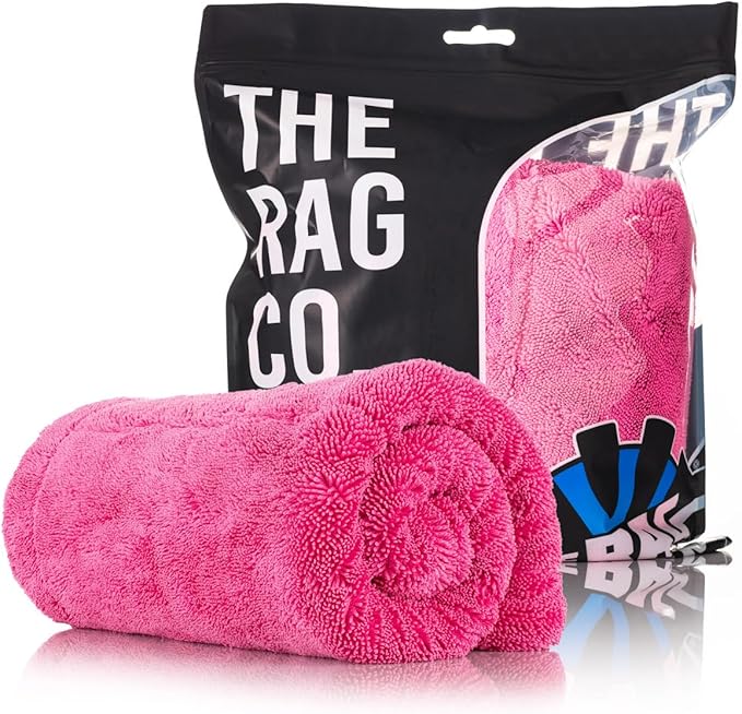 The Liquid8r M22, Absorbent 70/30 Blend Microfiber Drying Towel for Cars, Trucks, and SUVs, Safe for Detailing, Scratch-Free, Twist Loop, 2200 GSM, 20x20 Inches, Pink