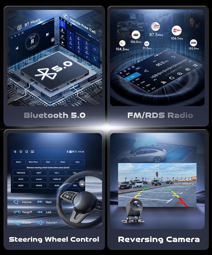 4G+128G Android 15 Car Radio for Toyota Corolla 2009-2013, Wireless CarPlay Android Auto, 9’’ Incell HD Touch Screen Car Stereo with GPS, WiFi, Bluetooth 5.0, FM, 32 EQ, SWC, Backup Camera