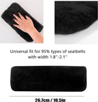 Authentic Sheepskin Seatbelt Cover Real Wool Car Truck SUV Airplane Seat Belt Shoulder Pad for Carmera Backpack Straps Neck Cushion Protector 2 Pack Black