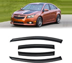 Window Visor for 2011-2015 Chevy Cruze, Out-Channel Rain Guards Shields Vent Deflector Shade Wind Dark Smoke for 2016 Chevrolet Cruze Limited, Tape-On Outside-Mount, 4PCS