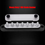 7 x M6 (1/4") Studs Power Distribution Block Bus Bar 12V, 5.9" HD 150A Marine BusBar Battery Distribution Block W/Cover for Car Boat Solar (Black)