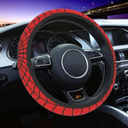 Car Steering Wheel Cover for Women Men, Non-Slip Red Spider Web Steering Wheel Protector, Universal 14"-15" Fit for Cars, SUVs, Trucks (Red Spider Web)