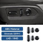 Car Seat Adjustment Button Sticker ABS Carbon Fiber Decal Interior Trim Cover for 2019 2020 2021 2022 2023 2024 2025 Chevy Silverado 1500 2500 3500 HD Accessories