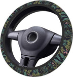 Vintage Daisy Leaves Flowers Steering Wheel Cover for Women, Anti-Slip Elastic Breathable Soft Rubber Car Steering Wheel Protective Cover, Universal 15 Inch Fit for Cars, Auto, SUVs