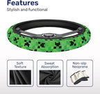 Pixel Zombie Steering Wheel Cover, Non Slip Polyester Car Wheel Protector for Car SUV Truck, Universal 15 Inch