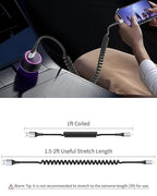 Coiled Lightning Cable, 2 Pack Retractable iPhone Charger Cord for Car, USB to Lightning Cable Fast Charging Compatible with iPhone 14 13 12 11 Pro Max Mini 10 8 Plus XR SE, AirPods