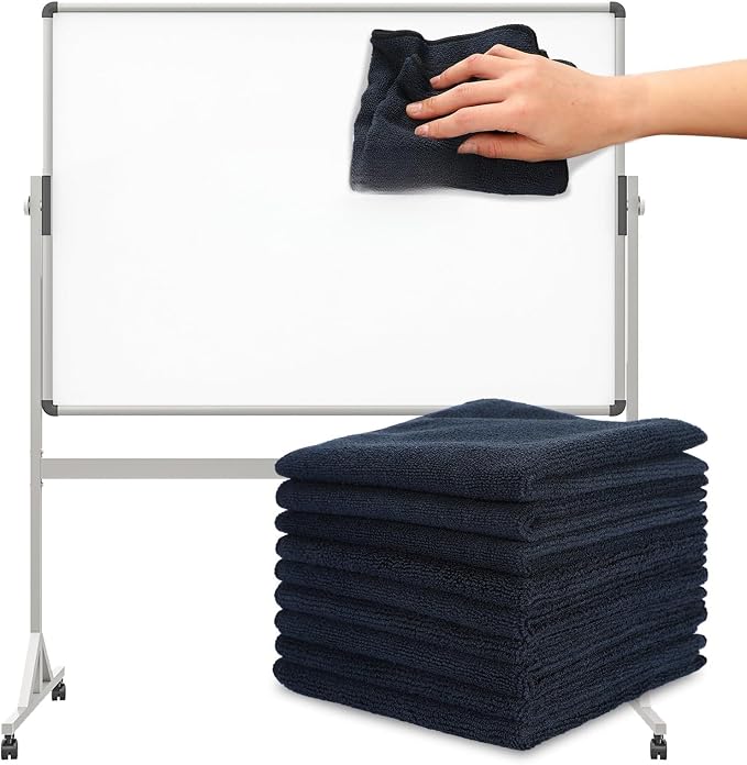 Cleaning Cloth Dry Erase Cloth Cleaning Rags Reasonable Kitchen Towels Microfiber Towels Cars Wash(12 x 12 Inch,Black,10 Pcs)