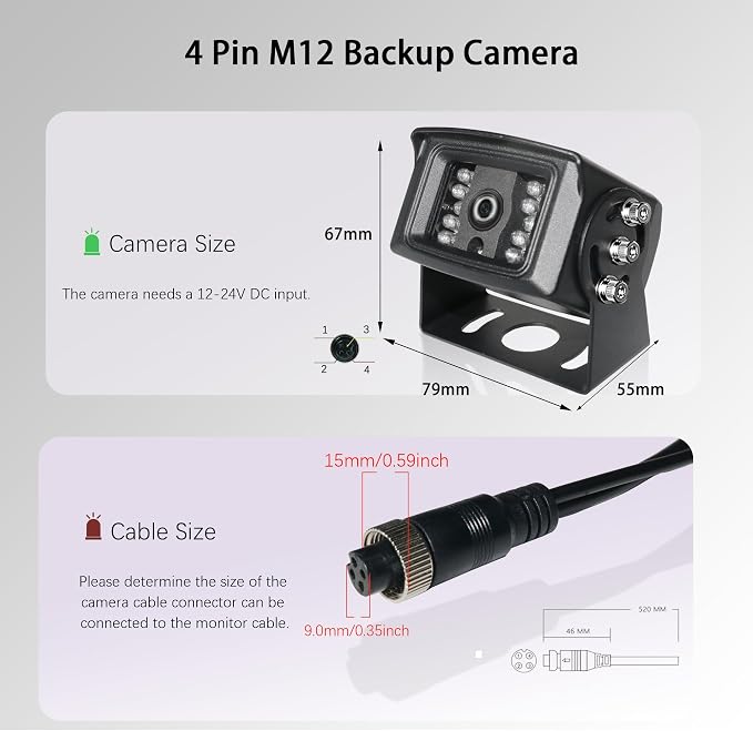 1080P HD Backup Camera for RV, PAL NTSC Reverse Camera with RCA&4 Pin M12 GX12 Connector for CVBS AHD Screen, Night Vision Waterproof Replacement Rear View Camera for RV Camper Truck Trailer Bus Van