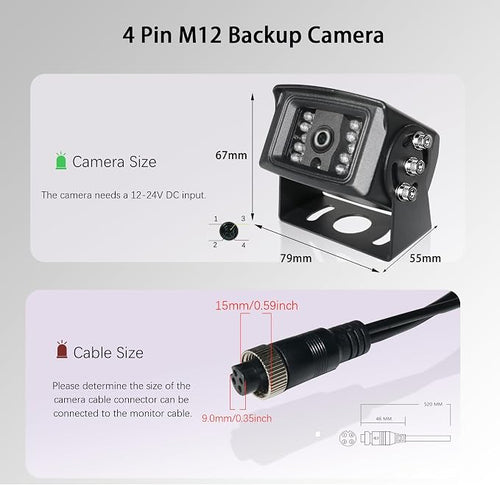 1080P HD Backup Camera for RV, PAL NTSC Reverse Camera with RCA&4 Pin M12 GX12 Connector for CVBS AHD Screen, Night Vision Waterproof Replacement Rear View Camera for RV Camper Truck Trailer Bus Van
