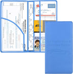 Car Registration and Insurance Holder, Vehicle Glove Box Car Organizer Men Women Wallet Accessories Case with Magnetic Shut for Cards, Essential Document, Driver License, Blue