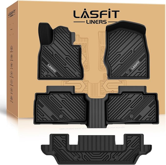 Floor Mats for Ford Explorer 2020-2021 6 Passenger TPE Custom Fit All Weather Protector Anti-Slip Floor Liners, 2021 2020 Explorer 6 Seats Accessories, 1st 2nd & 3rd Row, 4pcs Black