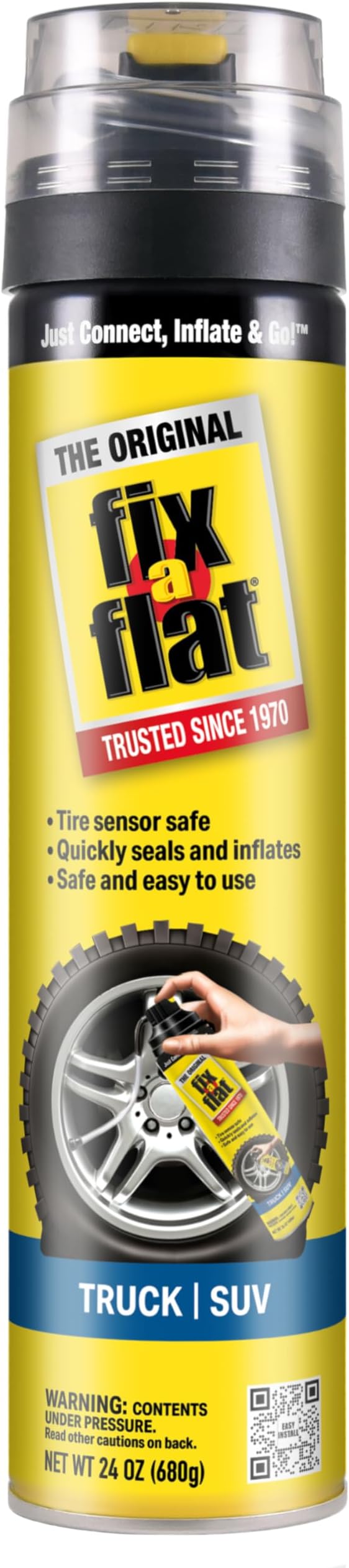 S60369 Aerosol Emergency Flat Tire Repair and Inflator, for X-Large Tires, Eco-Friendly Formula, Universal Fit for All Cars, Trucks and SUVs, 24 oz. (Pack of 1)