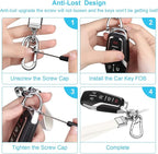 Genuine Leather Car Keychain,Universal Heavy Duty Metal Key Chain Accessories,Car Fob Key Keychain Holder with 360 Degree Rotatable Snap Swivel and Anti-Lost D-Ring for Men Women(White)