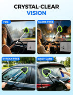 XINDELL 24-inch Windshield Cleaner Tool – Upgrade Large Head Car Interior&Exterior Window Cleaning Kit with Extendable Handle & 4 Microfiber Pads, Auto Wiper Brush for Car, Trucks, SUVs, RVs & Home