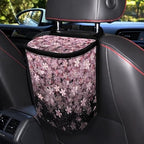 Cherry Blossom Print Car Trash Can with Lid, Leak Proof Auto Trash Bag Hanging Vehicle Garbage Can Multipurpose Storage Container for Back Seat Road Trip