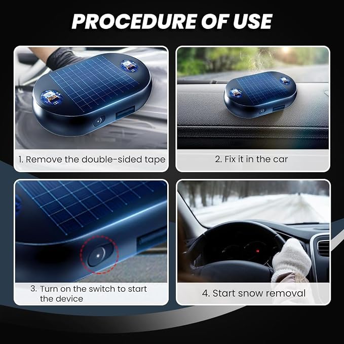 4pcs Solar Anti-Freeze Electromagnetic Car Snow Removal Device, Ca r Interference Antifreeze Instrument, Portable Car Defroster, Fast and Efficient Magical Ice Scrapers for C ar Windshield