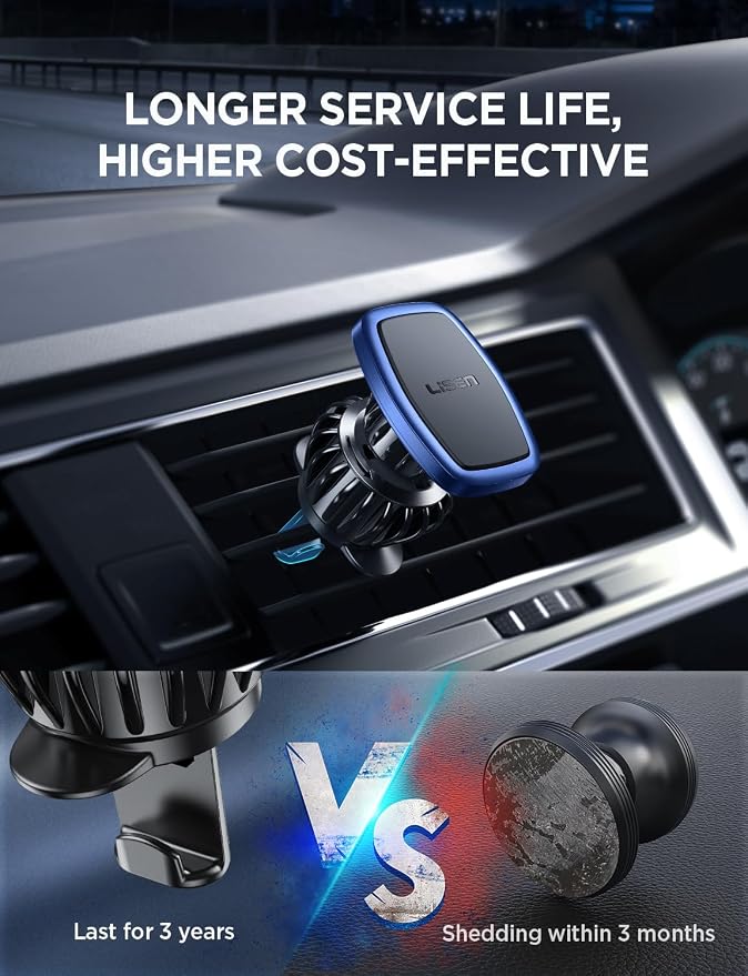 2 Pack Magnetic Phone Holder for Car Magnet for Phone Car Mount Vent 6 Military Magnets Vent Cell Phone Holder Mount for Car Plate Fit All, Gifts for Women Men, Car Accessories (Blue)