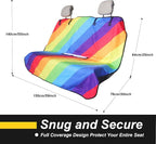 Back Seat Cover for Car Trucks Van SUV Jeep,Waterproof Rear Bench Towel Seat Covers for Dogs and Kids,Automotive Backseat Protector (Rainbow)